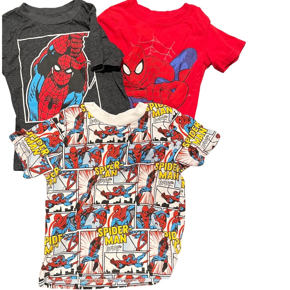 Marvel Spider-Man Boys Graphic T-Shirt Lot of 3 Red Grey Comic Print Size 4T